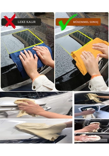 Büyük Boy 1 Adet 50x70cm Taba Güderi Bezi, Premium Kurulama, Oto Yıkama Bezi, Mikrofiber Bez Çok Renkli