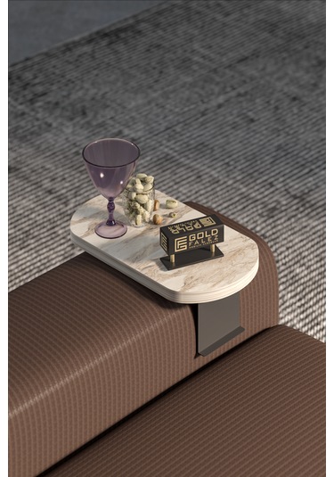 İkili Yan Sehpa Ayarlanabilir Tepsi Oval Dekoratif Efes