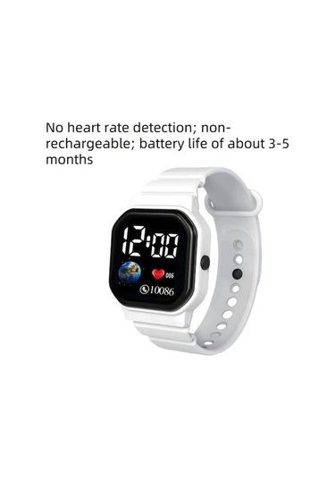 Trendooze Gaojunshop01 Beyaz Led Dijital Erkek Kol Saati - Harita Kalp Tasarım Beyaz