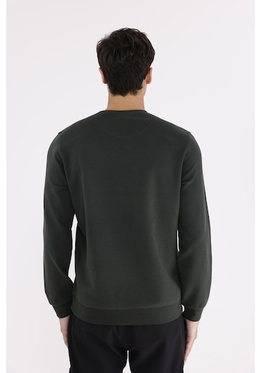 Rowinger Modal Karışımlı Yumuşak Dokulu Rahat Kalıp Esnek Kullanım Sunan Sweatshirt Haki