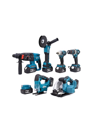 Dawreek MK350 Powerbank- Led + Hilti + Spiral + Somun Sıkma + 13 MM Mandren + Dekupaj + Sunta Kesme Makinesi 7'li Set