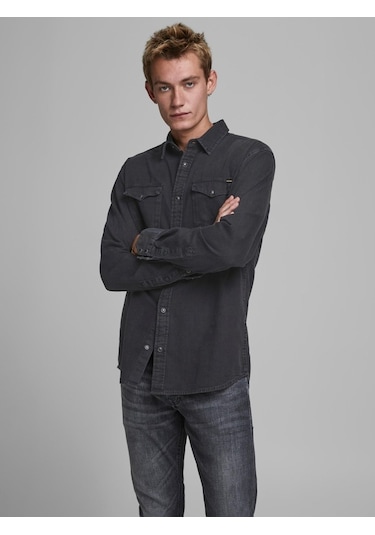 Jack Jones Erkek Denim Gömlek Jjesherıdan 12138115 Siyah