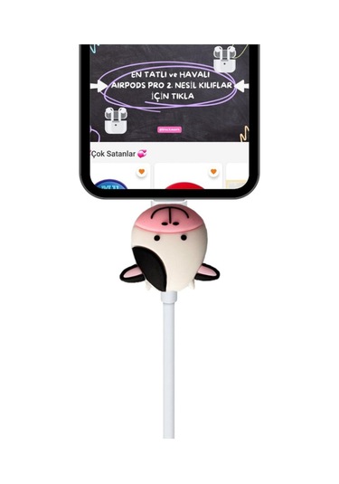 Sevimli Avokado Figürlü Kablo Koruyucu İthalatçı Garantili 6 Ay Belirtilmemiş Pembe