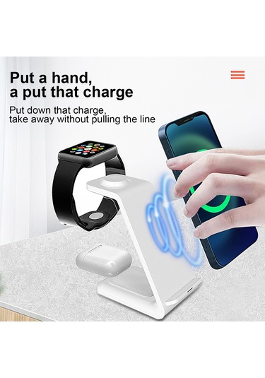 Teltree 3'ü 1 Arada Dikey Kablosuz Şarj Aleti, Telefon Standı, 20w Hızlı Şarj, İphone/android Uyumlu, Beyaz, Abd Standartı 110-240v Beyaz