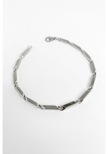 Gümüş Renkli Küp Bambu Zincir Bileklik Gümüş