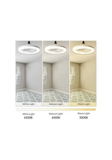 Flybuy Yatak Vantilatörü Uzaktan Tavan Oturma Odası Odası Mutfak Lambası Kumanda Kısılabilir Işık İle İçin Fan E27 E27 Celing Akıllı Cb Beyaz