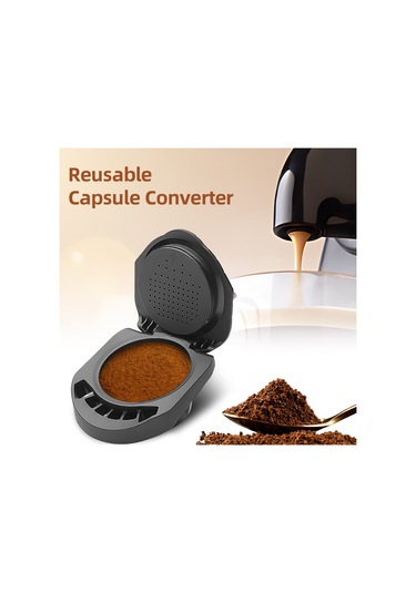 Vkemall Dolce Gusto Uyumlu Yeniden Kullanılabilir Kahve Kapsülü Adaptörü, Kaşık Ve Temizleme Fırçası İçerir Siyah