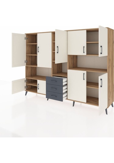 Hyperion Dolap 13 Raflı 3 Çekmeceli 9 Kapaklı 220x44x163 Çam-ayta Çam-aytaşı/antrasit