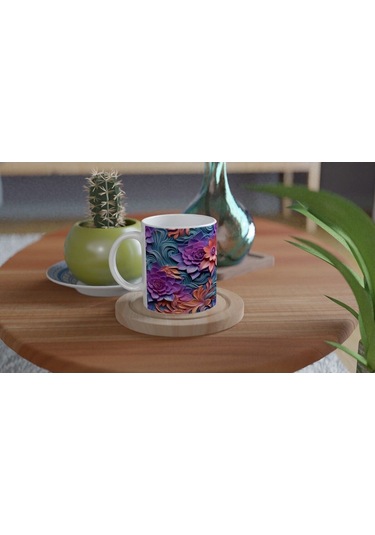 Büyülü Akşam Işığı Çiçek Desenli Kupa Bardak Karışık Renkli