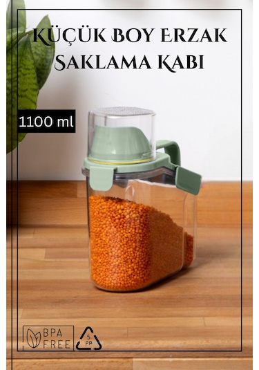 Contalı Sızdırmaz Erzak Saklama Kabı / 1100 Ml / Yeşil - Tekli Yeşil