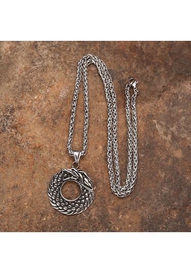 İskandinav Ejderha Dragon Paslanmaz Çelik Kolye Çok Renkli