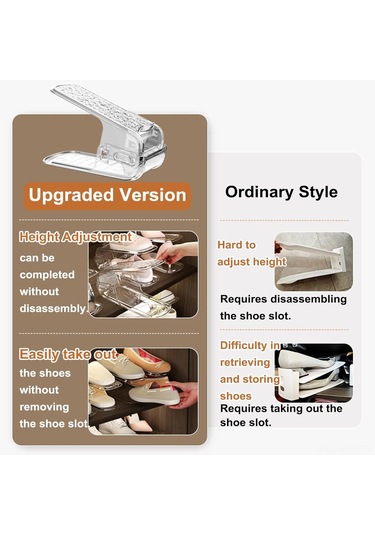 Suofeng Şeffaf Ayarlanabilir Ayakkabı Rafı - Giyim Dolabı Alanını Maksimize Eden Organizatör 1 Adet ŞEFFAF