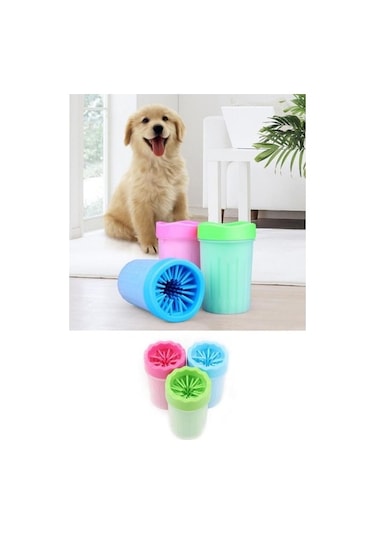 Silikon Jel Fırçalı Köpek Pati Ayak Yıkama Kovası Büyük Boy