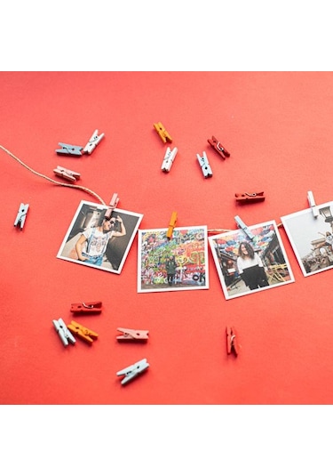 Puti Büyük Renkli Ahşap Mandal 12 Li