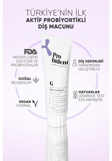 Probident Üzüm Çekirdeği Özütü İlaveli Probiyotik Diş Macunu 75 ML