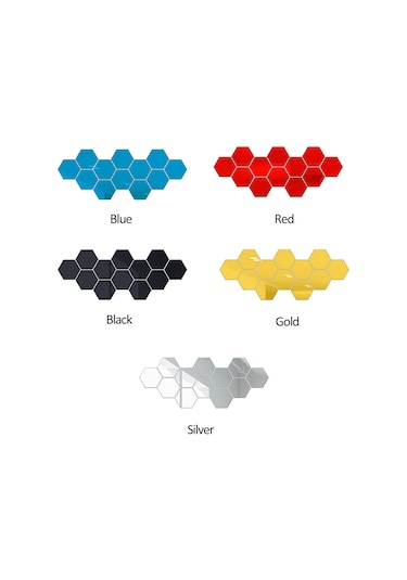 Gajeena "yapışkan Altın Altıgen Ayna Duvar Sticker Seti - 12 Adet, Dekoratif Ve Pratik" Altın