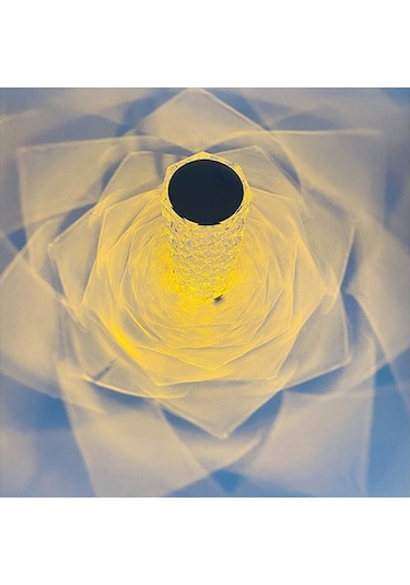 Xinxin 16 Renkli Romantik Gül Işık Kristal Elmas Masa Gece Lambası Beyaz Beyaz