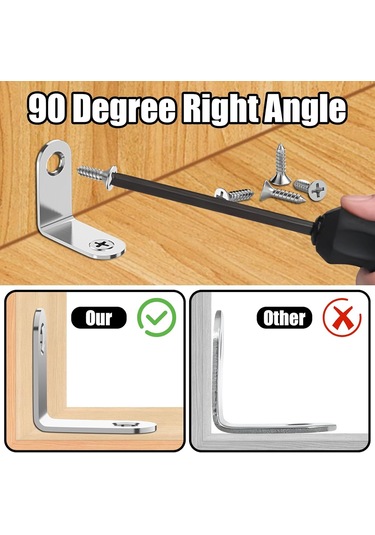 30 Paslanmaz Çelik Köşe Braketi - 90 Derece Metal Köşeler - 30 X 30 Mm - Masalar, Sandalyeler Ve Kitaplıklar İçin 60 Vida Dahil - Gümüş Diğer