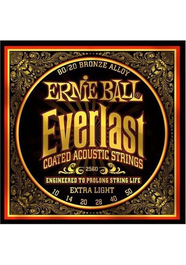 Ernie Ball 2560 Everlast 80/20 Bronze Extra Light Akustik Gitar Teli 10-50