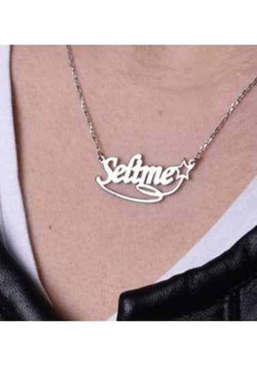 Gümüş Yıldızlı Isimli Kolye 487343442