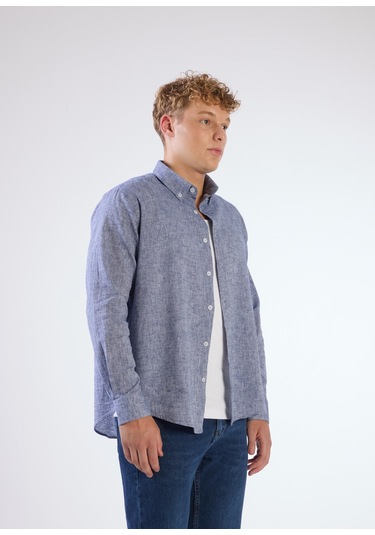 K.lacivert Düz Erkek Gömlek - Regular Fıt Koyu Lacivert