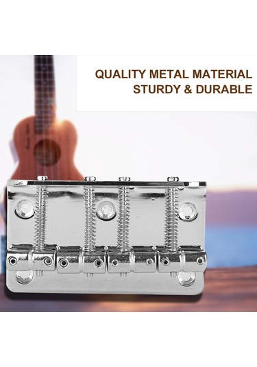 Hfambition Gitar Teli Köprüsü 4 Telli Bas Gitar İçin Metal Malzeme Dayanıklı Easy Kurulum Gümüş