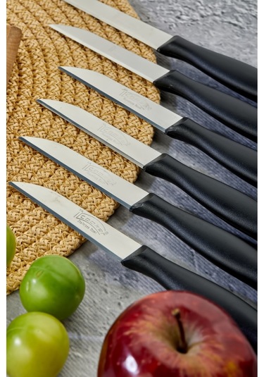 Cooker 12 Li Lüx Paslanmaz Çelik Sebze Ve Meyve Bıçağı Siyah