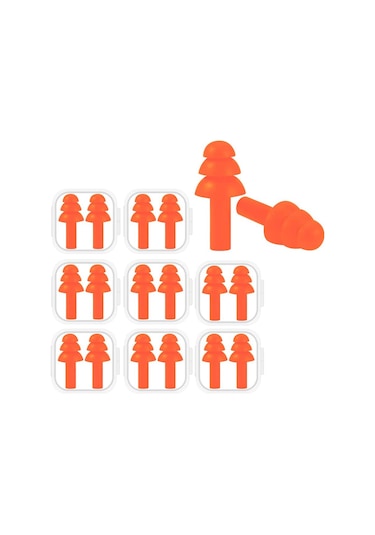 Gajeena 8 Paket Silikon Kulaklık - Su Geçirmez, Gürültü Engelleme, Uyku Ve Spor İçin, Taşınabilir Kutulu Turuncu