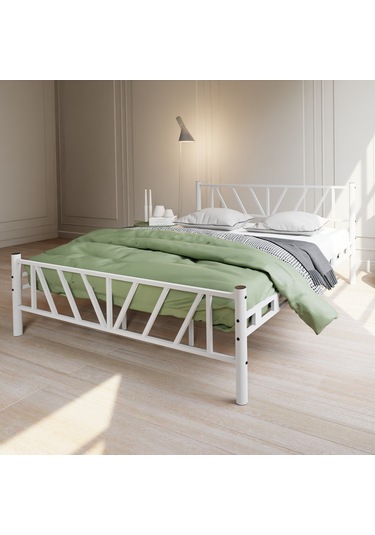 Gardenya Çift Kişilik Metal Karyola A Kalite, Ses Çıkarmaz ,ölçülü Model Karyola Beyaz