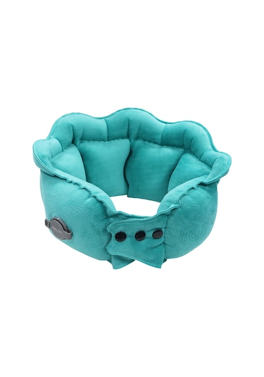 Pıctet.fıno Rh66 Kristal Kadife Şişme Boyun Yastığı Seyahat Dostu Taşınabilir Boyun Yastığı Mavi