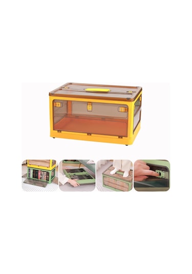 Sones Katlanabilir Plastik Saklama Kutusu Tekerlekli İstiflenebilir Depolama Düzenleyici 37 X 26,5 X 22 Cm, Renk: Sarı