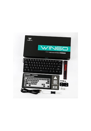 Aula Win68 He Manyetik Klavye Rapid Trigger Graywood Swtich 8000hz Rgb Tkl Hot Swap Oyuncu Klavyesi Siyah