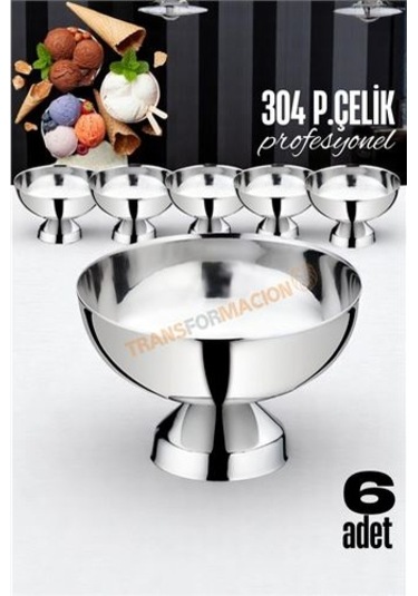 Modacar Dondurma Kasesi 304 Paslanmaz Çelik Profesyonel 6 Adet