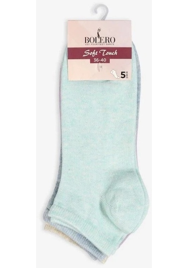 Bolero 5'li Soft Renkli Yazlık Düz Kadın Patik Çorap Çok Renkli