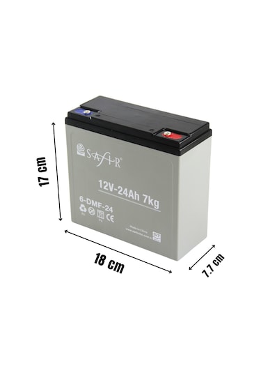 Safir 12 V - 24 Ah Grafen Jel Akü
