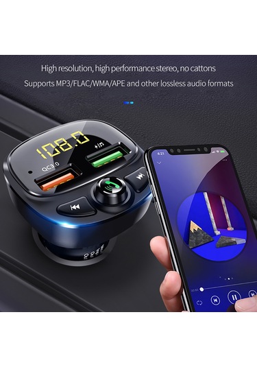 Padalink 3.4a Çift Usb Hızlı Şarjlı Bluetooth 5.0 Fm Vericili Araç Müzik Çalar Mp3/wma/flac Ve Hands-free Cihazı