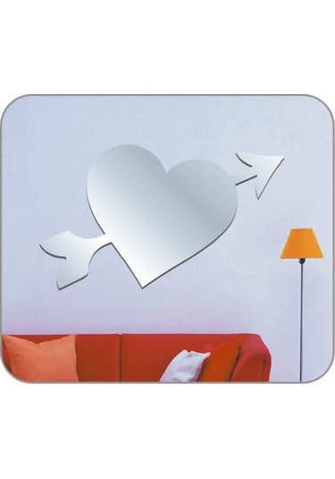 Sıa Aynalı Duvar Süsü (Sticker) Kalp Şekilli