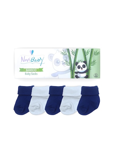 Novibaby 5'li Bambu Yenidoğan Bebek Çorabı I Brave Boy I 0-6 ay "Karışık Renkli"