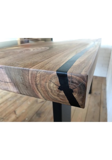 Epoxy Ahşap Masa Epoksi Dolgulu Masa Siyah Epoksi Masa