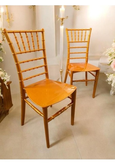 2 Adet Tifany Düğün Organizasyon Bahçe Ve Mutfak Sandalyesi Gold Gold