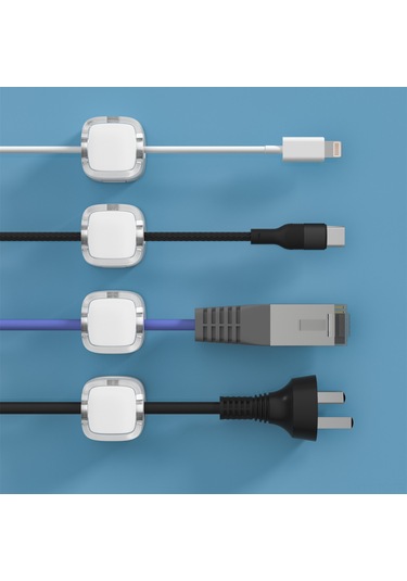 Skycity Siyah 6'lı Transparan Manyetik Kabloluk Tutucu - Masaüstü Veri Şarj Kablosu Düzenleyici, Kolay Kurulum, Dayanıklı Malzeme