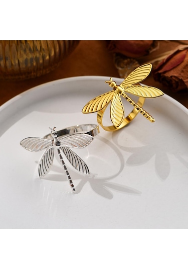 Homyl 10 Adet Yusufçuk Peçeteli Yüzükler Peçete Tutucuları Altın