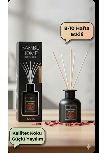 Bambuhome Dıffuser Oda Ofis Ortam Kokusu King Rose 120 Ml Reed Dıffuser Gül