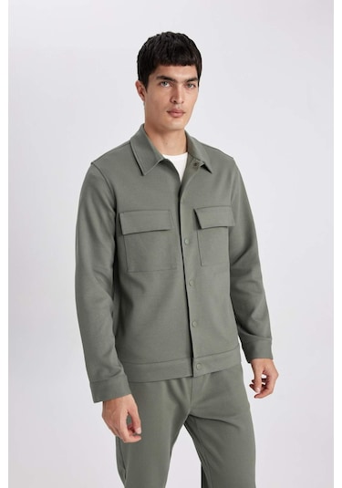 DeFacto Polo Yaka Çıtçıt Kapamalı Cepli Gömlek Ceket Z5178AZ24SPKH398