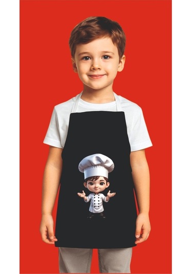 Çocuk Mutfak Önlüğü Etkinlik Önlüğü 4-12 Yaş Aktivite Önlüğü Siyah