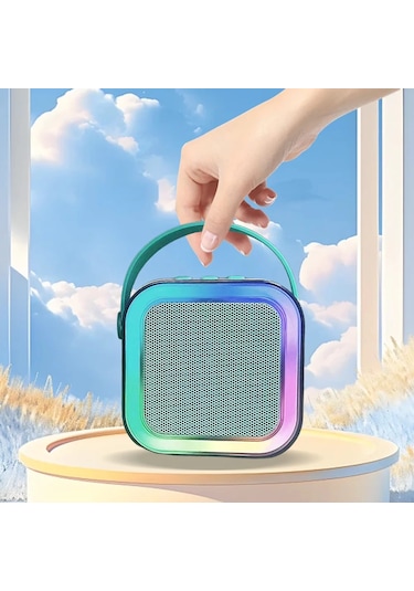 Bluetooth 5.3 Karaoke Makinesi Oyuncak Kablosuz Mikrofon İle Ayarlanabilir Led Black