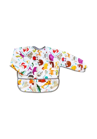 Yorni 2-5yaş, Zoo, Sıvı Geçirmez,cepli,uzun Kollu Bebek Mama Önlüğü Çok Renkli