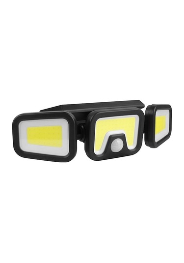 Üç Yönlü Güneş Enerjili Kişi Algılayan Duvar Lambası - Bahçe/garaj İçin Ip65 Su Geçirmez 260lm 100cob Led Siyah Siyah