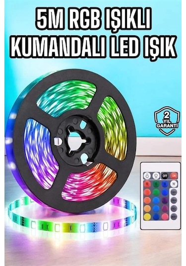 Bfs 5m Rgb Işıklı Her Ortama Uygun Led Işık Çok Renkli
