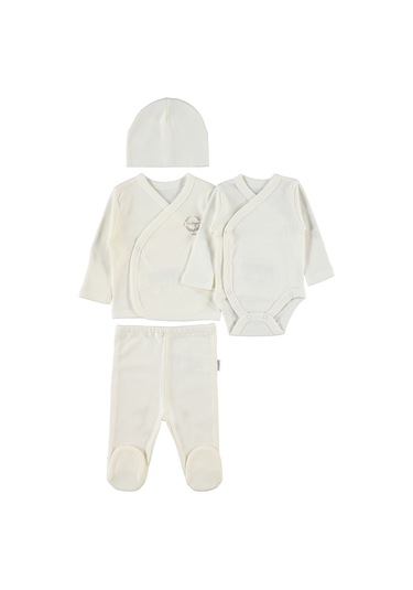 Baby Center Erkek Bebek Organik 4'Lü Penye Zıbın Takımı Prematür Çok Renkli